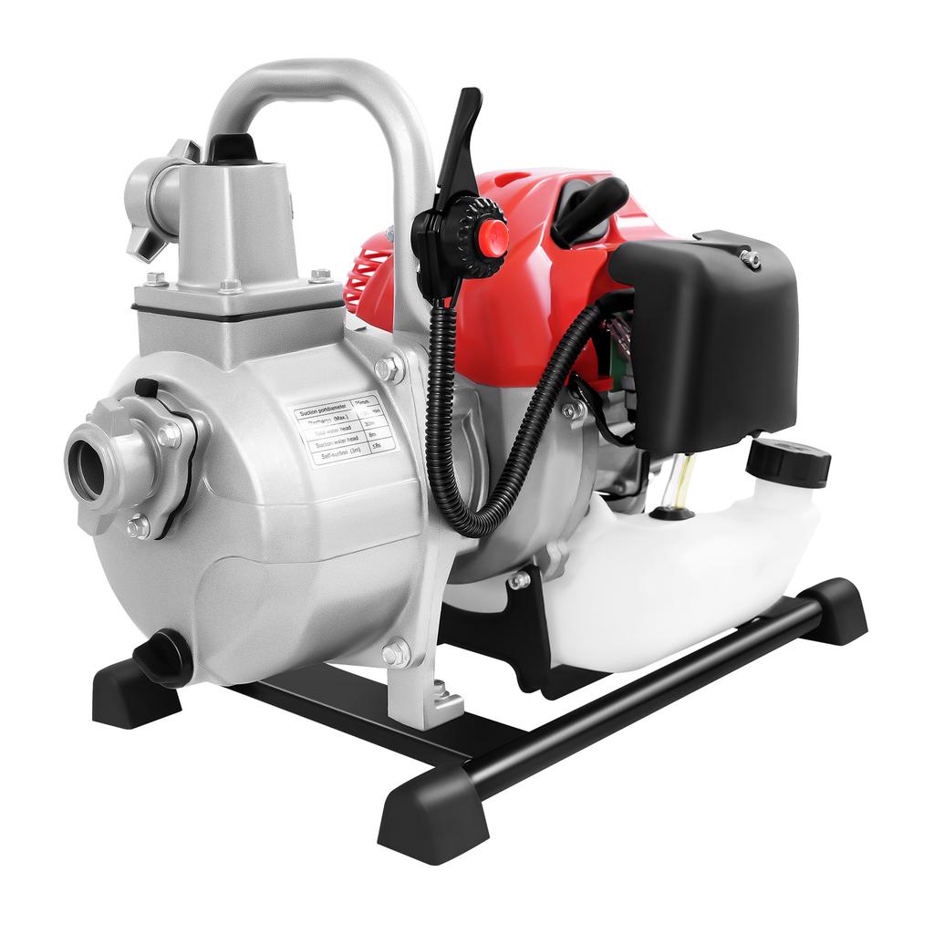 2-Stroke Portable Water Pump, 43cc Gasoline Engine Water Transfer Pump, 1.7HP  Manual Start Portable Pump for Farm Irrigation