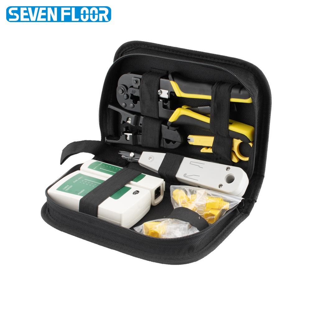 RJ45 RJ11 RJ12 Steel Crimping Tool Set Multifunction Cable Crimper with Pliers and Modular Plug Connectors
