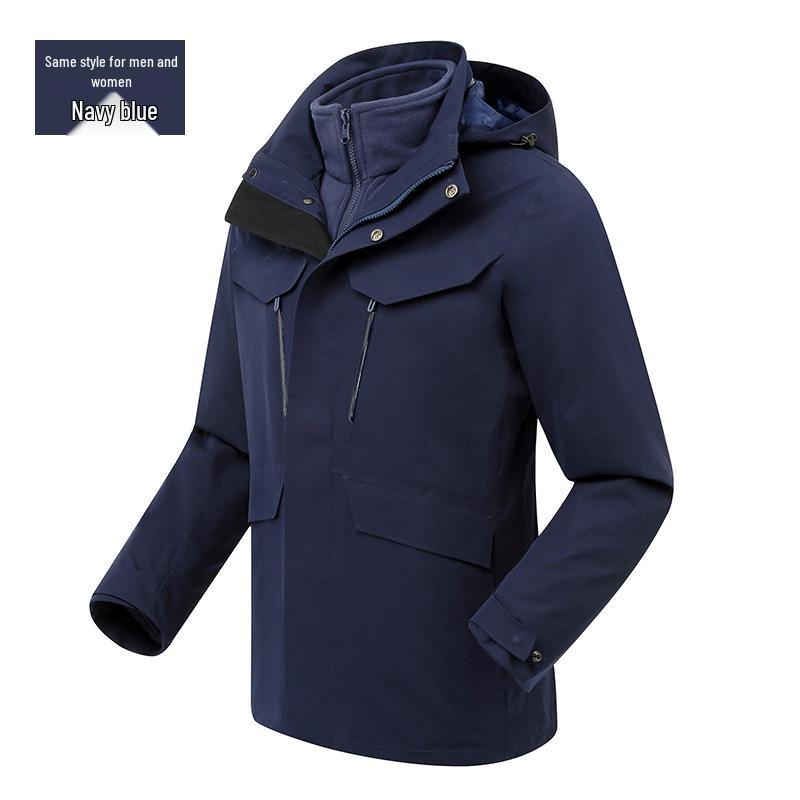 Unisex 2023 Autumn/Winter Outdoor Windbreaker, Three-in-One Detachable Design, Windproof, Waterproof, Taped Seams.