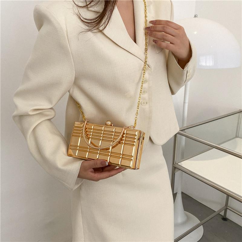 Luxury Gold Evening Women Clutch Bag Acrylic Box Wrist Bag Dinner Party Wedding Rectangle Clutch Chain Purse Designer Handbag