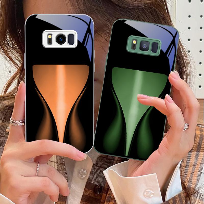 Orange yellow light band For Samsung S25 S25 Edge S25Ultra S8 9 S10 20 U ltra S21 Pro 22 Plus S23 FE S24 Ultra Glass Phone Case