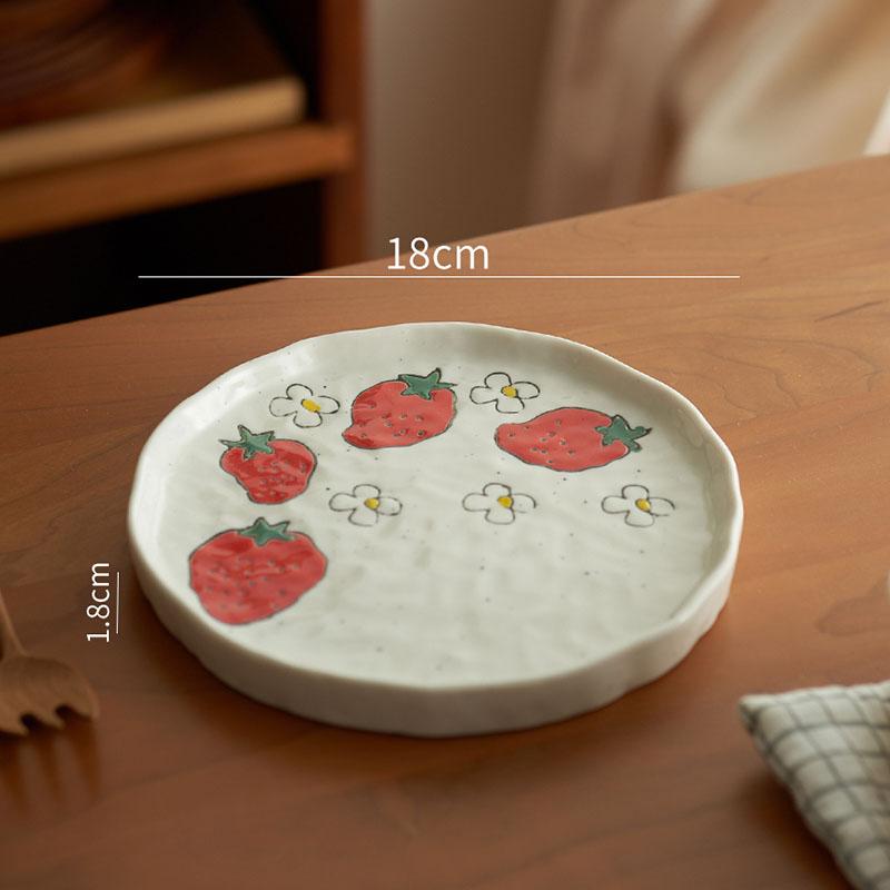 Handbemalter Keramikteller mit Obstmuster, kreativer Dessertteller, Steakteller, Pastaschüssel, Snackschale, Heimspezialgeschirr