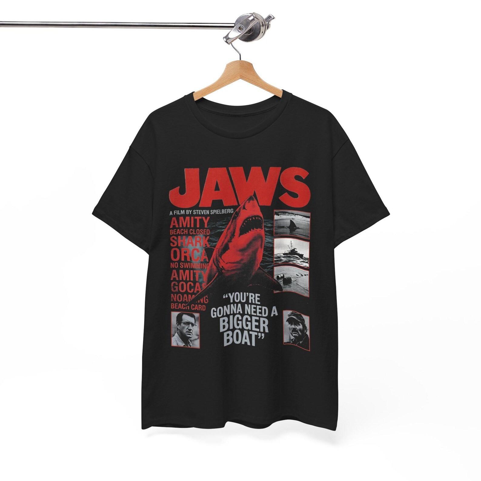 Jaws Movie Shirt, Vintage Shark Horror Tee, 1975 Classic Film Lover Gift S