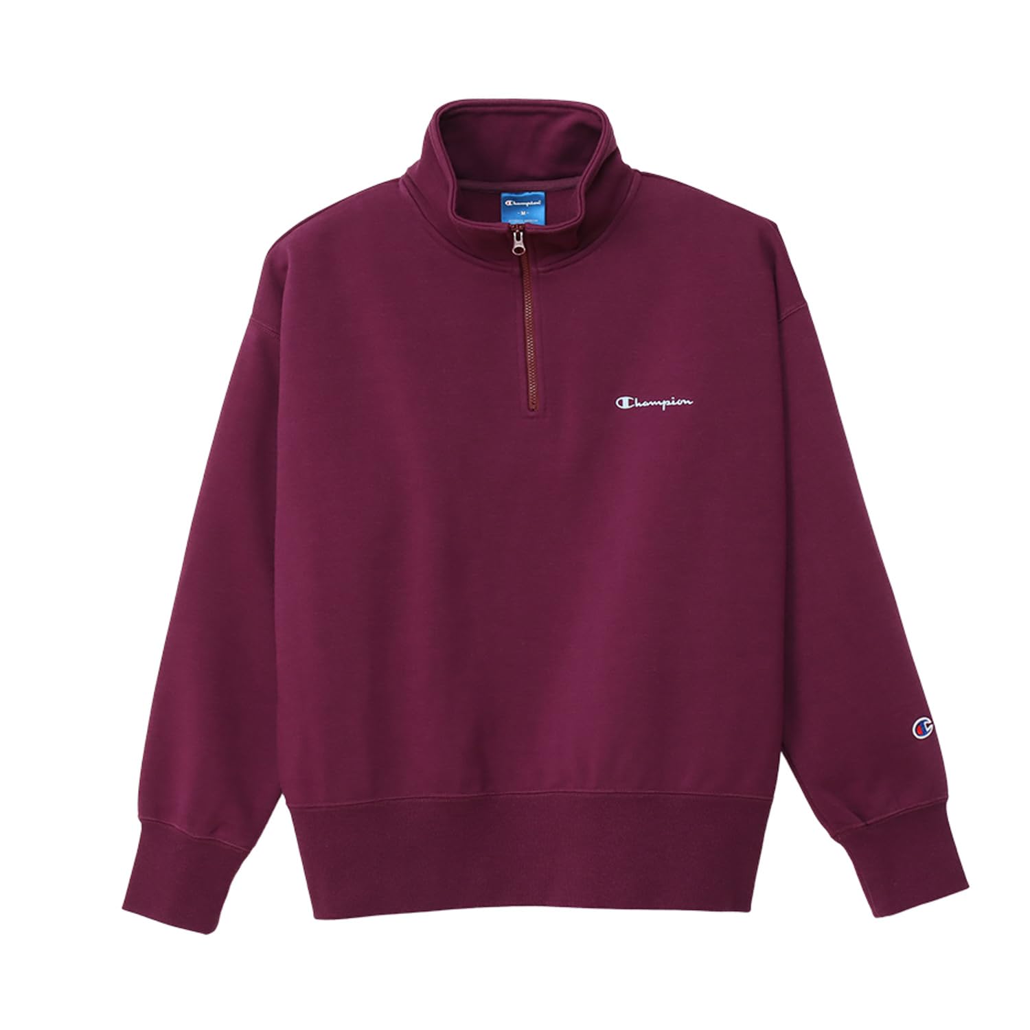 

Champion Футболка с длинным рукавом Relax Script Terry, Посадка, Эластичная, Быстросохнущая, Логотип, Techweave(р) Свитшот на молнии до середины, CW-AS004-929-L малиновый