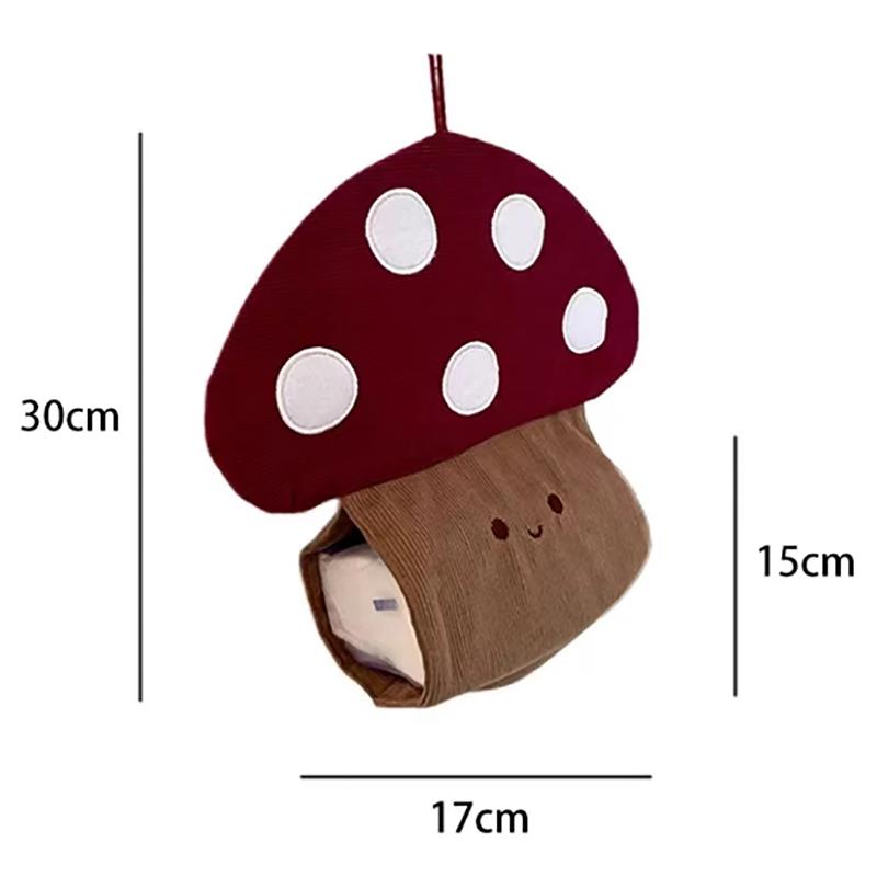 Cute Mushroom Tissue Box Wall Mounted Bathroom, Kitchen Fabric, Paper Drawer, Household Bedroom, Bedside Storage, Hanging Bag