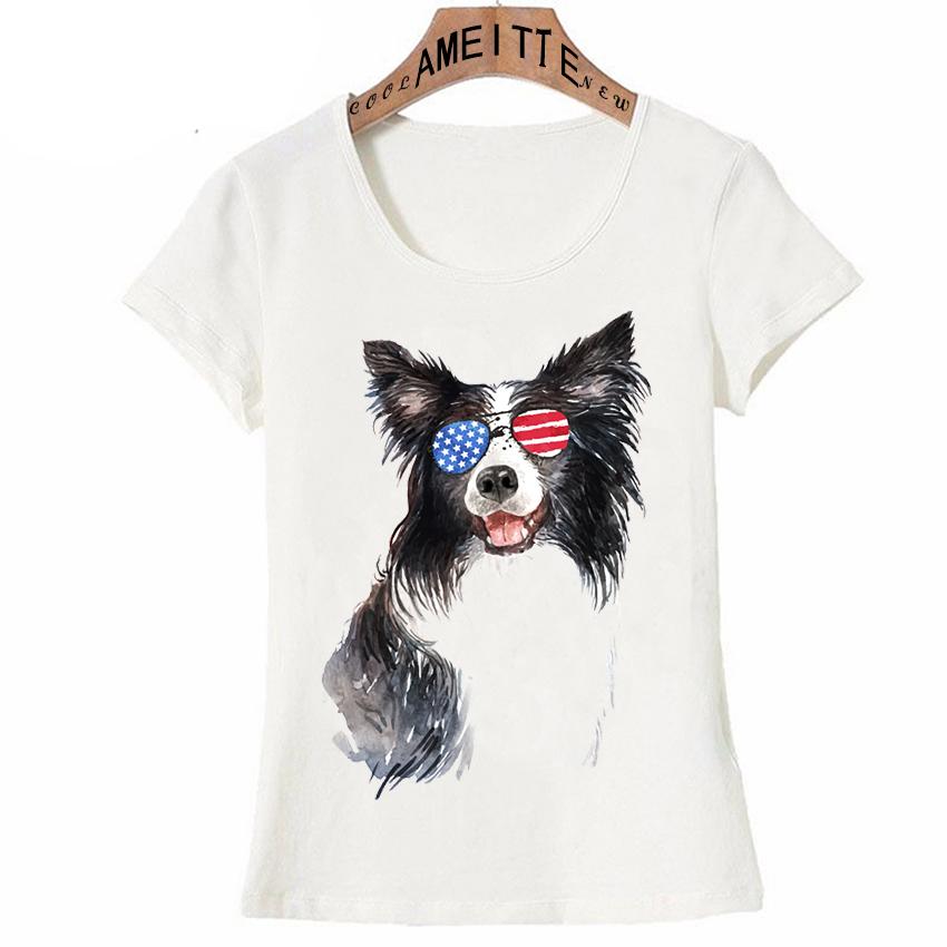 Clever Border Collie Print T Shirt Summer Women Short Sleeve I Love Dog Design