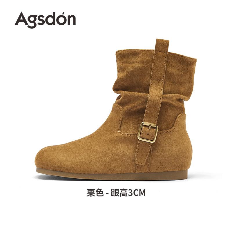 Augustus Denboken Boots Children's 2025 New Autumn Retro Thick Bottom with Skirt Pile Western Martin Boots