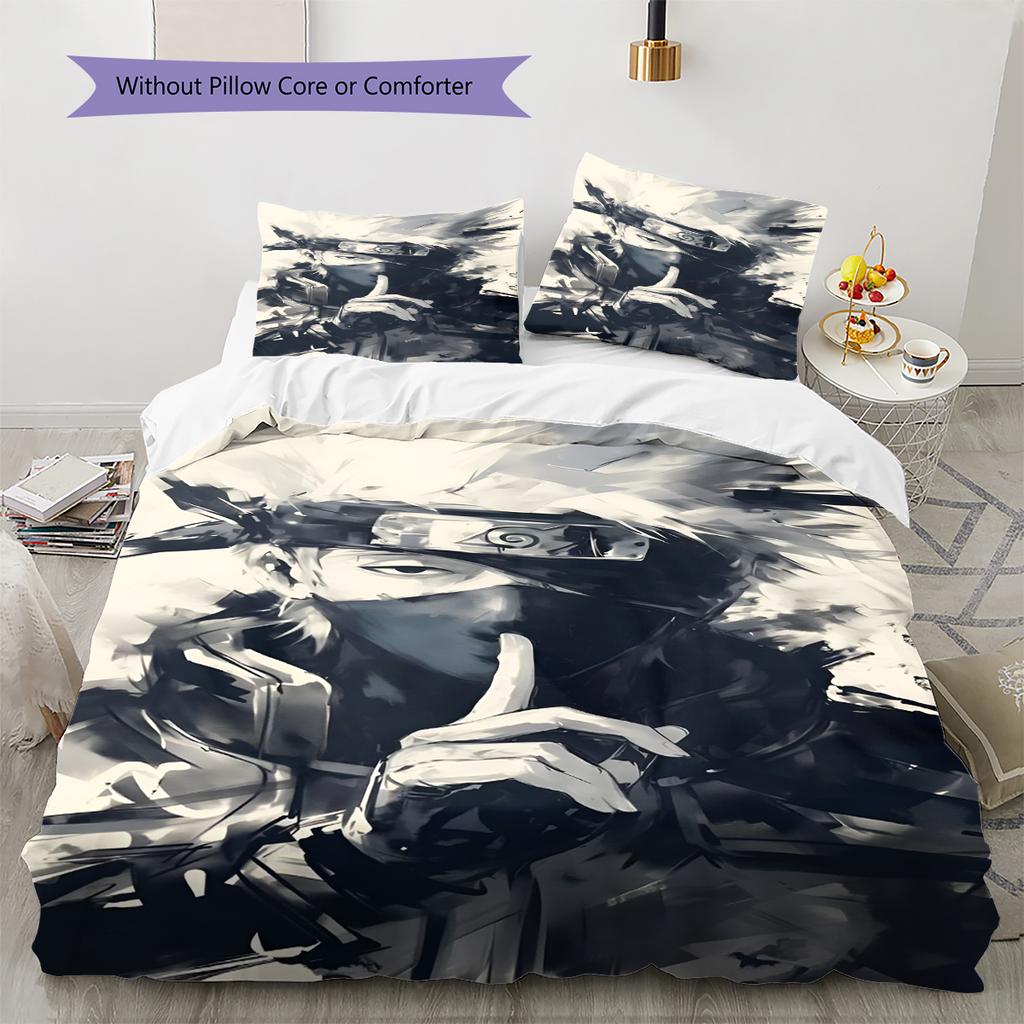 Juego de Ropa de Cama con Estampado de Dibujos Animados Colcha Funda de Colcha Funda de Almohada Decoración del Hogar Regalo de Cumpleaños (1 * funda nórdica + 2 * fundas de almohada, sin núcleo)