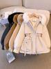 Winter Loose Korean Style Cotton Padded Jacket with Fleece and Large Fur Collar