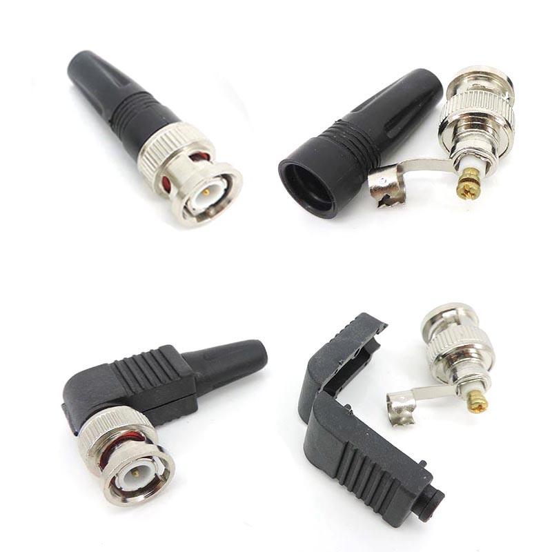 Bnc Male plug Connector right angle 90 degree adapter For Rg59 solderless Cable CCTV video balun no solder M20