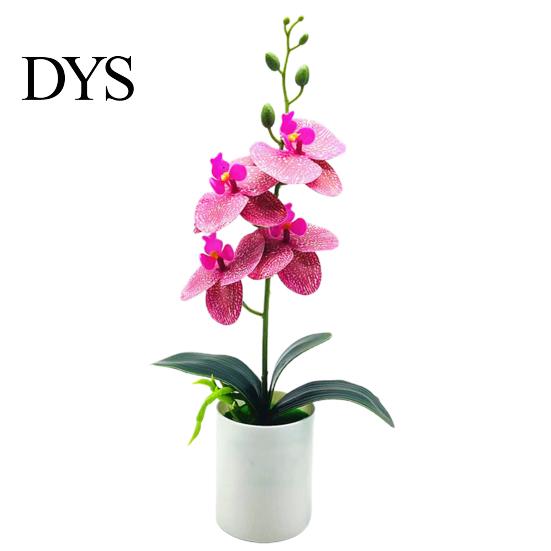 Artificial Bonsai Plant No-watering Realistic Weather-resistant Outdoor Indoor Fresh-keeping Potted Fake Orchid Flower for Balcony