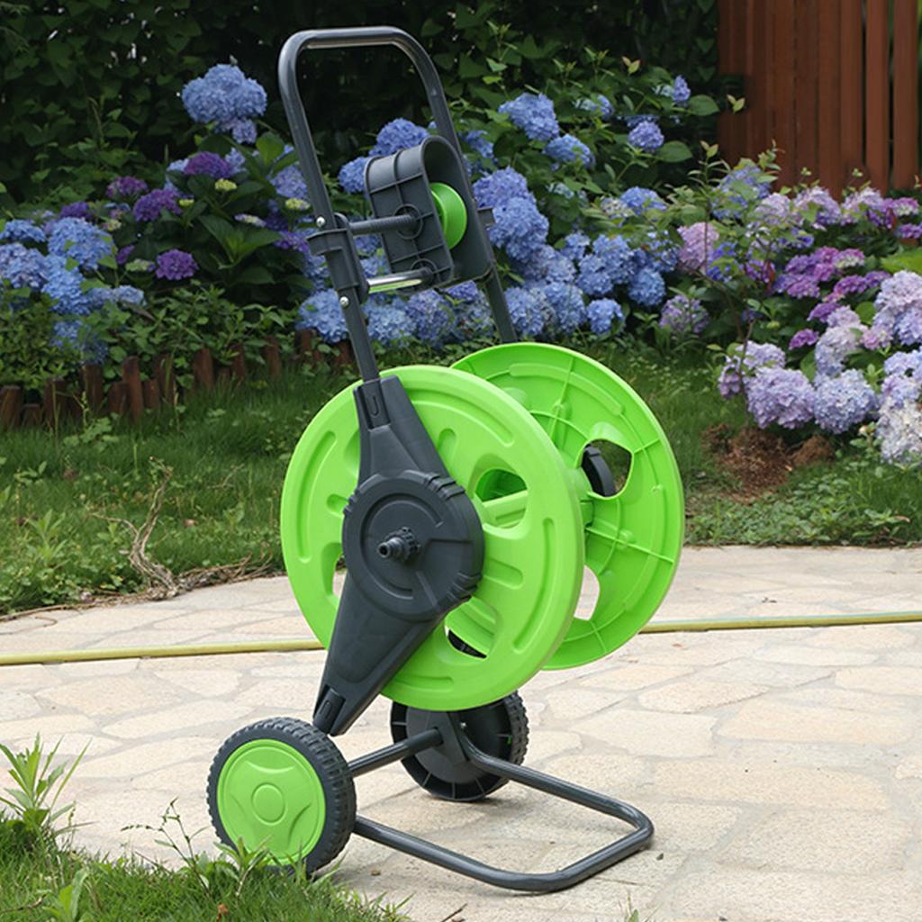 Gartenschlauch-Aufrollerwagen, Eisen- und Kunststoffkonstruktion mit Schlauch und Gerät sowie 2 Rädern für Autowäsche zu Hause, Gartenarbeit, Rasenbewässerung