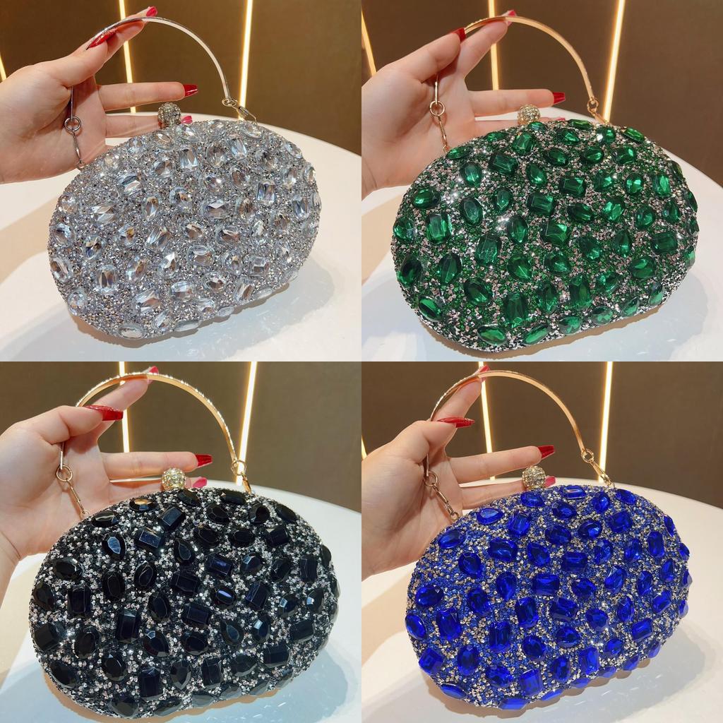 Elegant Polyester Crystal Embellished Evening Clutch For Ladies Formal Events