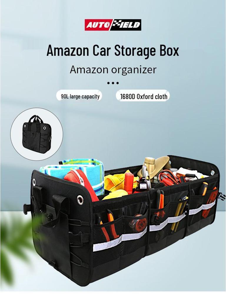1680D Oxford Cloth Car Trunk Organizer - Cross-Border Folding Storage Box