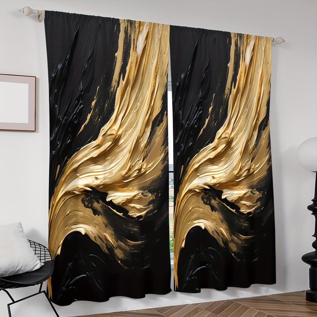 2-teiliges Set Elegante Marmoroptik Frau Digitaldruck Vorhänge Stangentasche für Wohnzimmer Schlafzimmer Fenster Klassische Heimdekoration