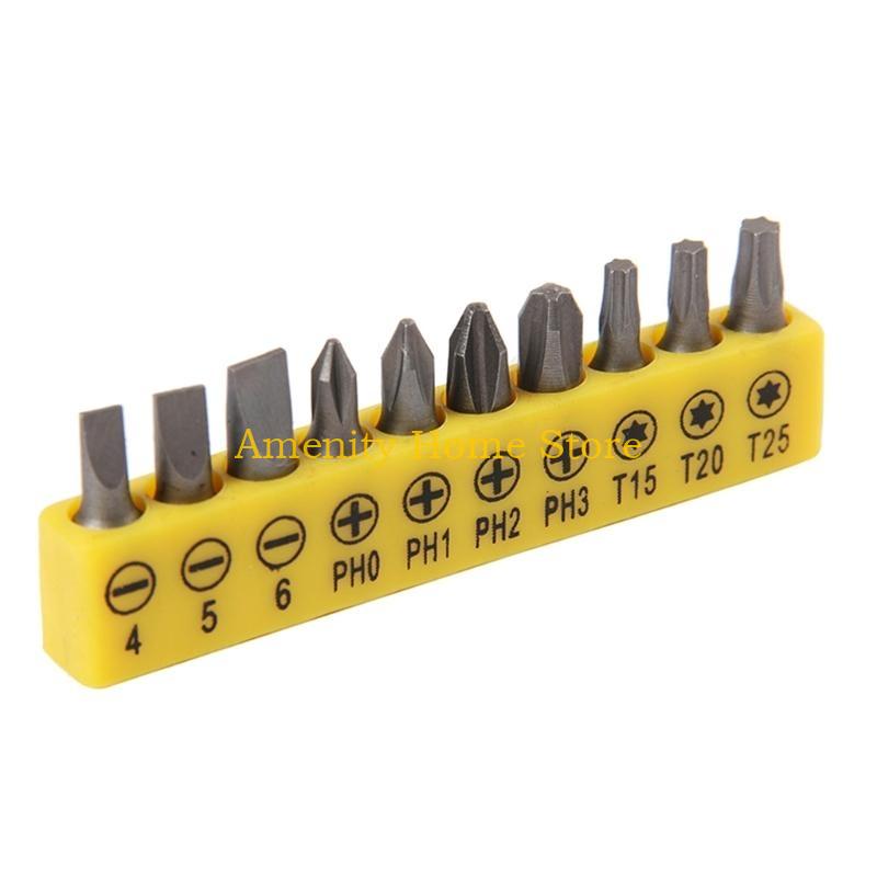F26C Screwdriver Bit Handle Multifunctional Aluminum Handle 4/5/6/PH0/PH1/PH2/3/T15/20/25 Head 180 DegreeRotary