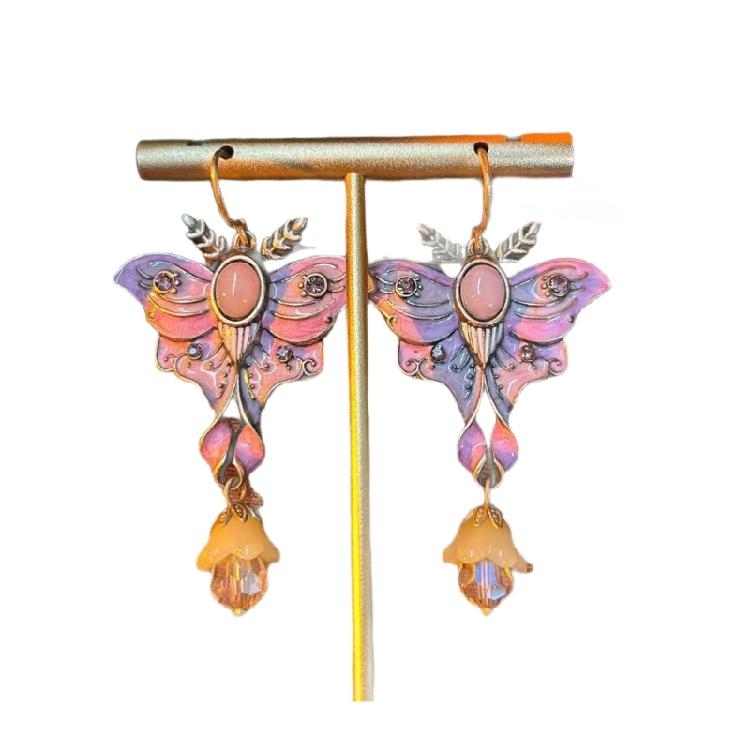 

Lightweight Pink Gradient Enamel Butterfly Earrings with Tassels Ear Accessories Fashion Comfortable Fit Accessory 1