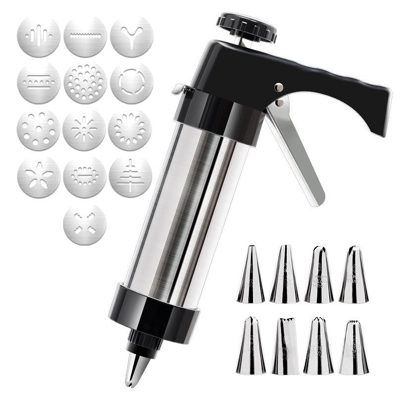 Stainless Steel Cookie Press Set Christmas Cookie Press Gun, 13 - Piece Multi - Nozzle Decorating Kit Biscuit making machine