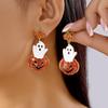 Popular Halloween earrings series, dripping pumpkin ghost black orange twisted earrings female, niche design sense