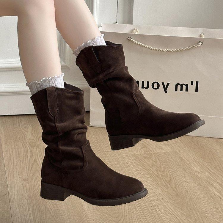 

Женские ретро зимние западные мокасины с бахромой, классические ботильоны-ковбойки с кисточками, низкий каблук, замшевые сапоги 39