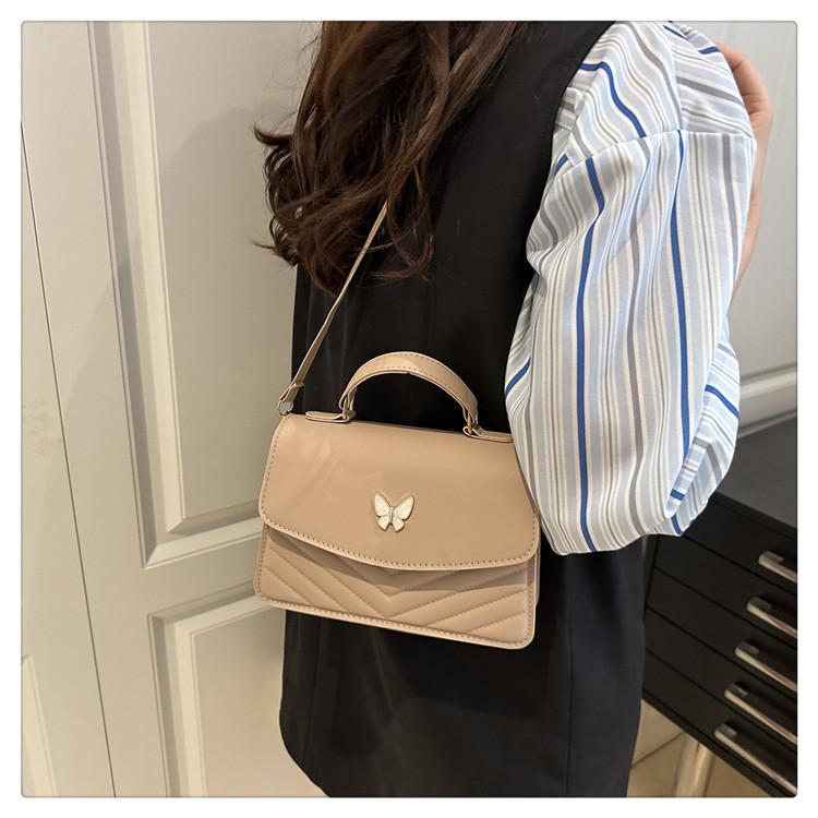 Vintage Faux Leather Shoulder Bag for Women, Butterfly Decor Small Crossbody Purse, Square Bag for Daily Use