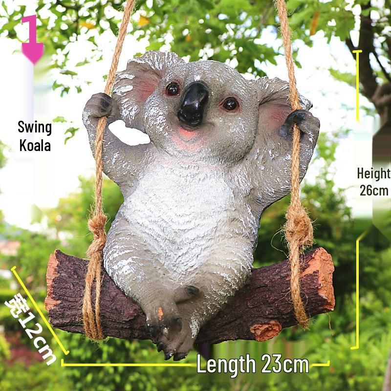 Resin Tree Hanging Animal Crafts: Koala Climbing, Panda on Swing