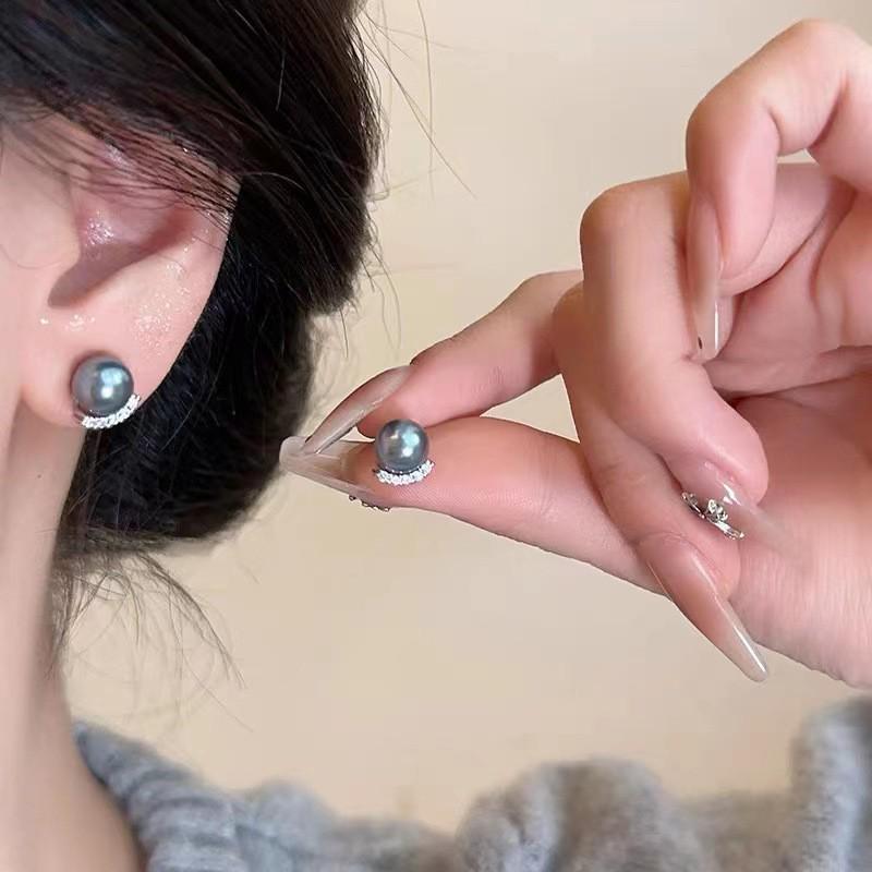 Cercei cu Perle Argintii cu Diamante - Design Elegant de Nișă pentru Femei