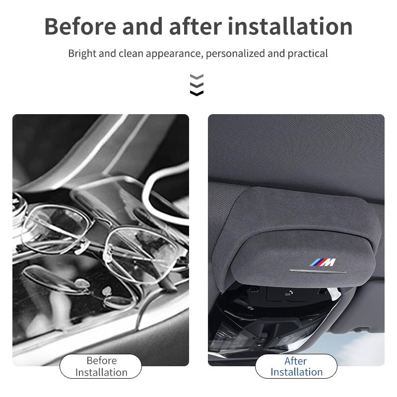 2025 Heißes Auto Graues Wildleder Sonnenbrillenetui Auto Dachaufbewahrung Zubehör Brillenetui Für BMW 5er Serie G60 X3 iX3 G01 X4 G02 X5 G05