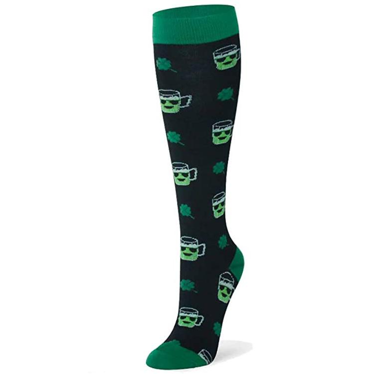 Huayasx Sports Compression Socks Pressure Rhombic Stripes Ball Love Hearts Stars Leopard Arrow Elastic Stockings Outdoor Sports