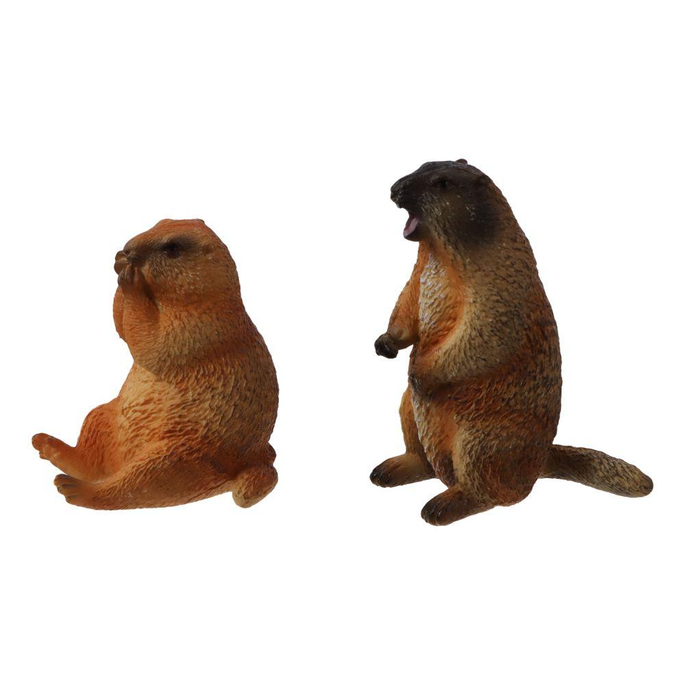 PVC Wild Animal Figurine Marmot Plastic Groundhog Ornament Realistic Animal Ornament  Office