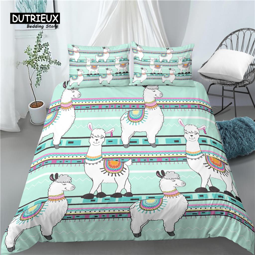

Home Living Luxury 3D Alpaca Print 2/3Pcs Comfortable Duvet Cover PillowCase Bedding Sets Queen and King EU/US/AU Size AU Queen(210x210cm)