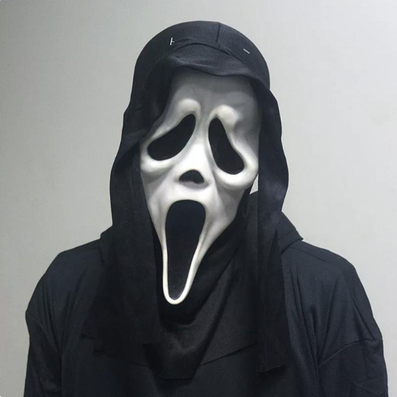 Generisk Scream Spøgelsesansigtsmaske Halloween Gyser Cosplay Hovedbeklædning Skræmmende Silikone Rekvisit til Voksenfest NPC Rollespil