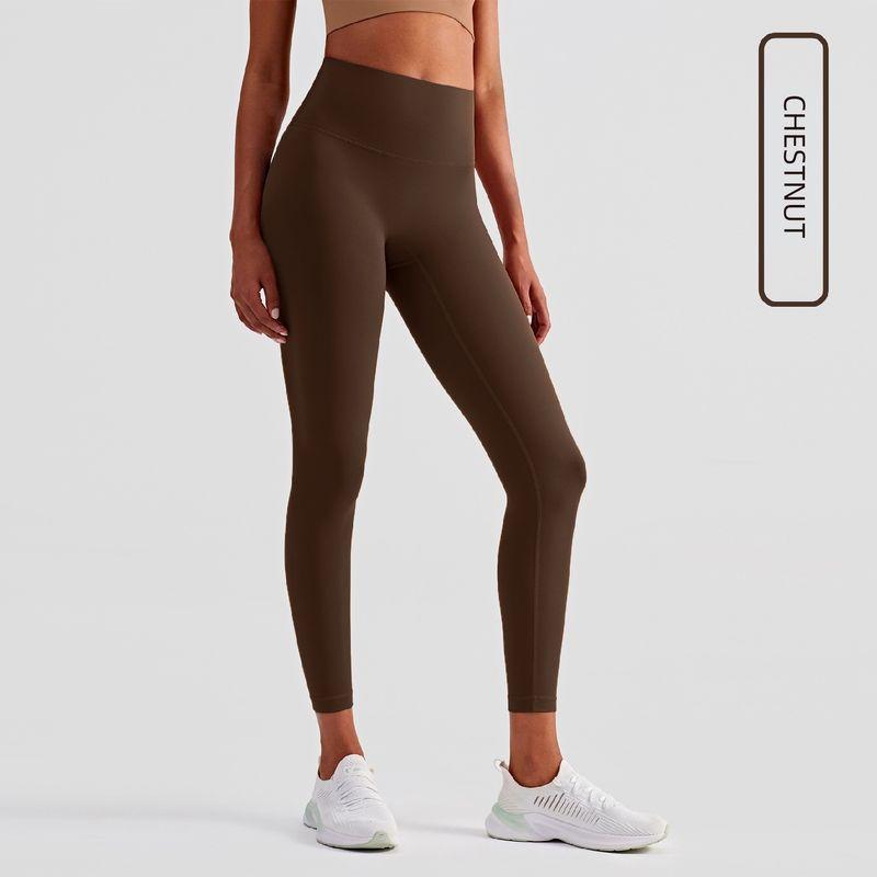 

Upgraded Version Plaid Nude Feel Yoga Pants Women s Non-Embarrassing Line Peach Hip Raise Fitness Pants Running Tight Sports Pants CHESTNUT M