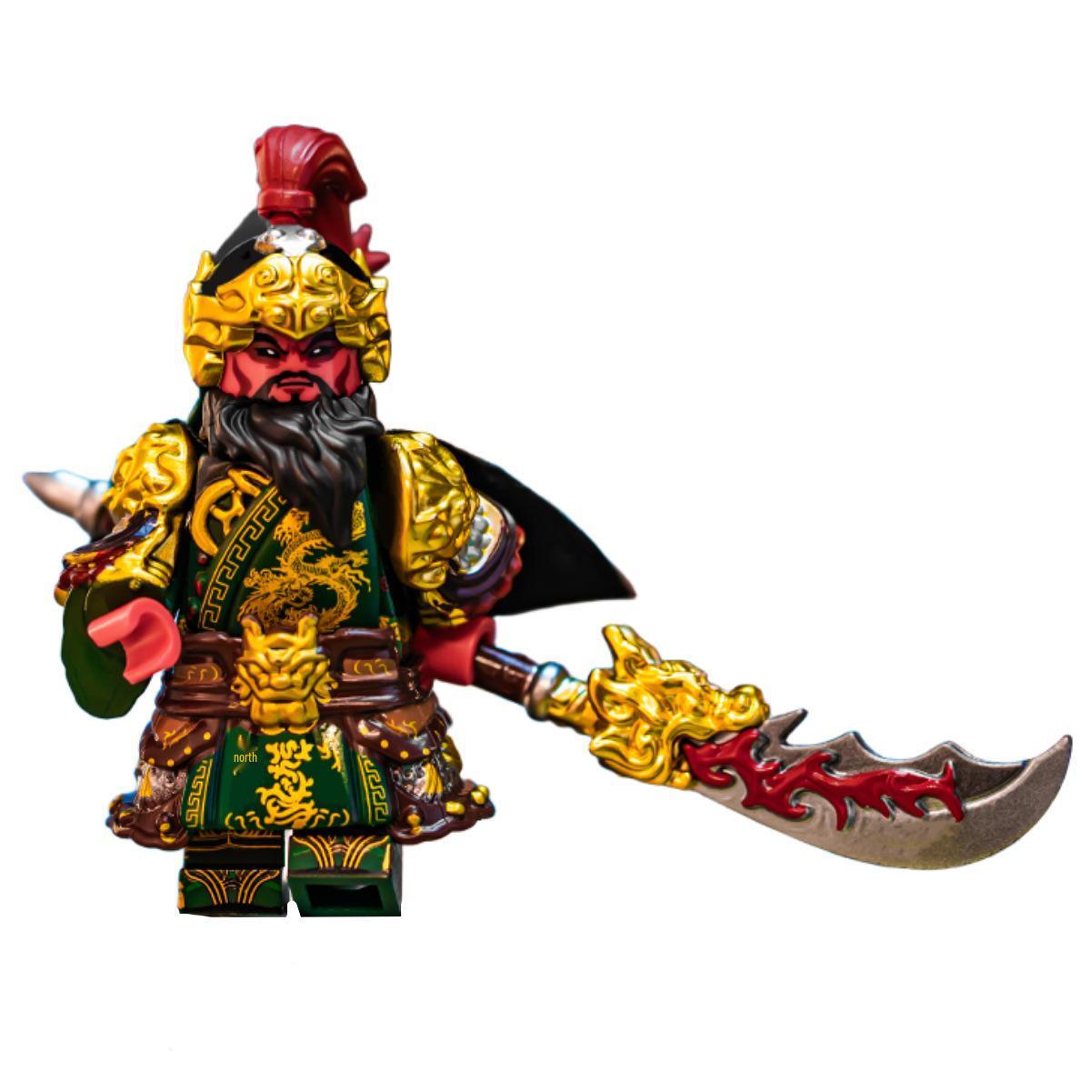 

Guan Yu Minifigure: Three Kingdoms General with Armor, Cloak, and Weapon, Compatible with LEGO
