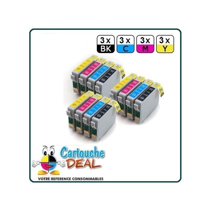 EPSON T0715 : Lotto 12 cartucce compatibili Stylus BX300F BX310FN BX610FW D120 D120 Pro D78 D92 - T0711 T0712 T0713 T0714