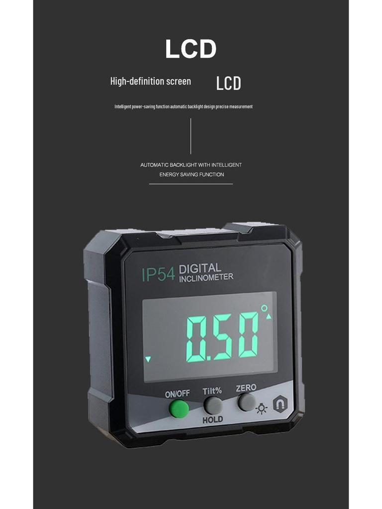 High-Precision Digital Inclinometer with Magnetic Angle Meter and Spirit Level