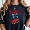America Vintage Cherry Graphic Top, 4th of July Comfort Colors® Tee, Patriotic Retro Graphic, Independence Day Apparel