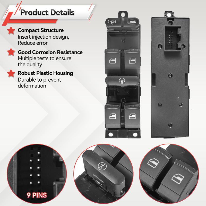1J4959857D 1J4959857B Electric Master Window Switch Button 9P For VW Golf MK4 Jetta Bora Passat B5 Seat Leon Toledo Superb