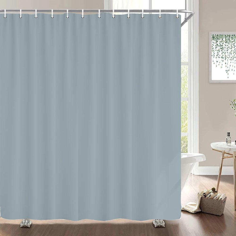 

1Pcs Black Gray White Solid Color Printed Fabric Waterproof Shower Curtain, Home Decoration Bathroom Curtain, With Hooks W60H190(CM)-1 Pcs