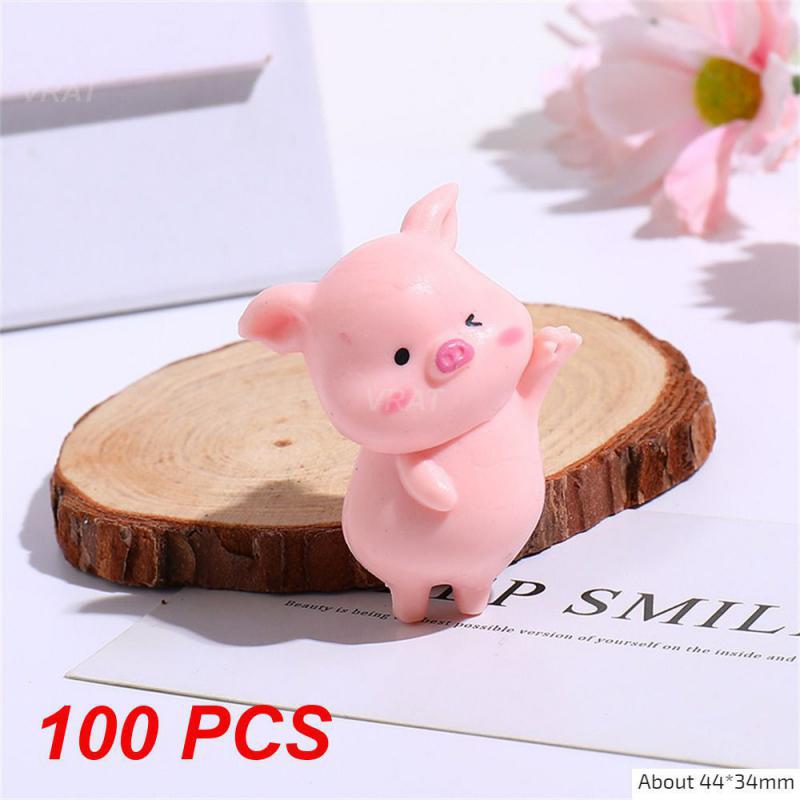 50/100PCS Cartoon Pig Decorations Resistant Piggy Doll Home Decor Crafts Resin Crafts High Temperature Resistance