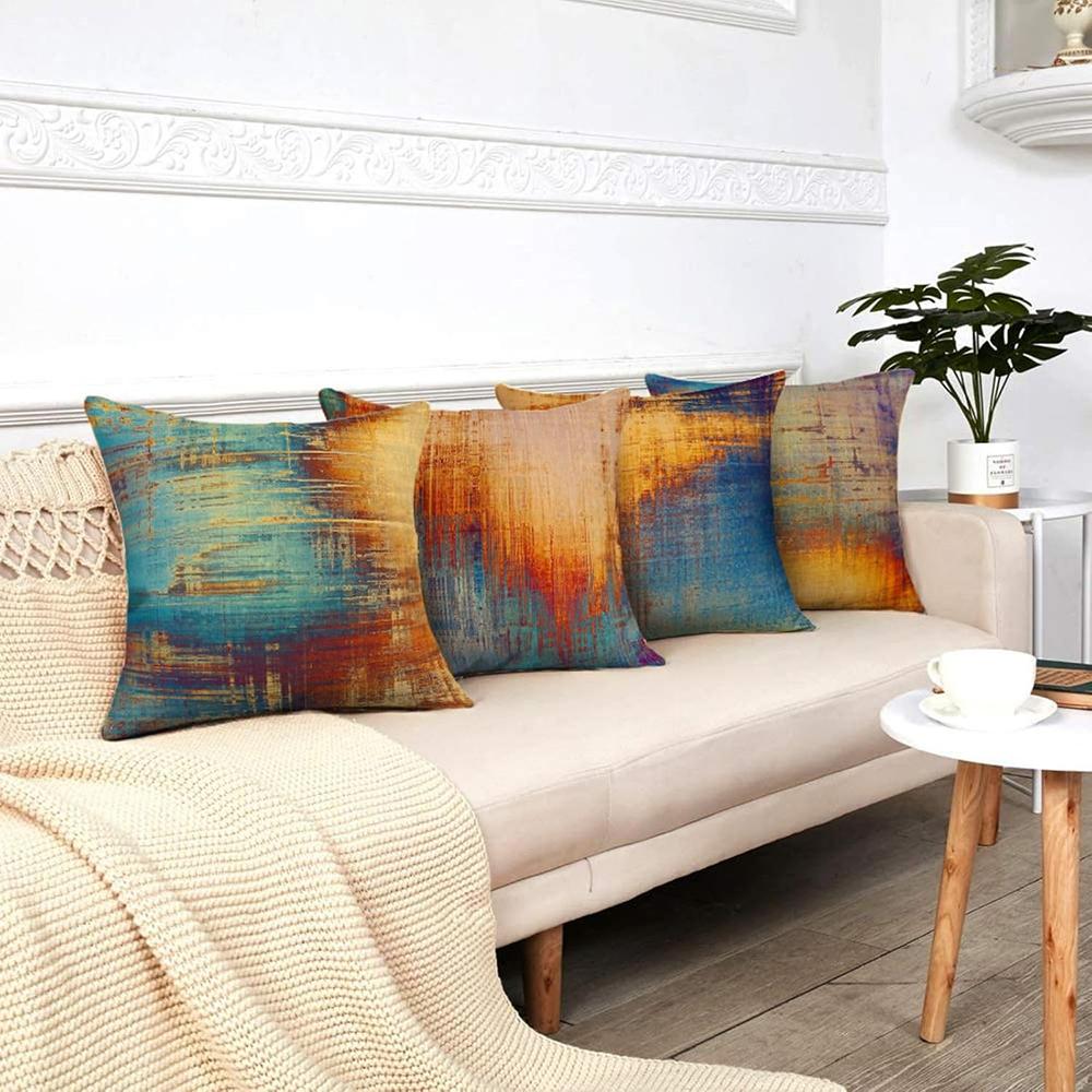 Retro Gradient Graffiti Pillowcase Art Time Machine Bedroom Sofa Decorative Cushion Cover with Zipper Pillowcase