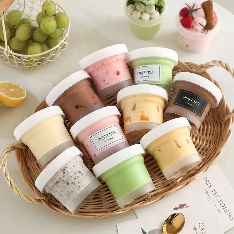 10 Pcs Disposable Dessert Cups With Lids Transparent Ice Cream Bowls Pudding Cups Cake Storage Box Yogurt Bowls Snacks Container