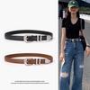 Women's Genuine Leather Cross-Border Waistband: Simple, Versatile, Pure Cowhide Belt for Summer, Black Jeans Style