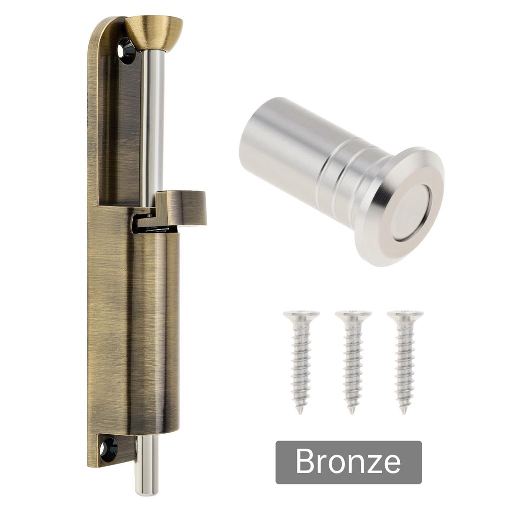 5,5 Zoll Zinklegierung Federbelasteter Schiebetürverschluss Schwerlast Riegel Inklusive Staubbehälter 3 Schrauben Universal