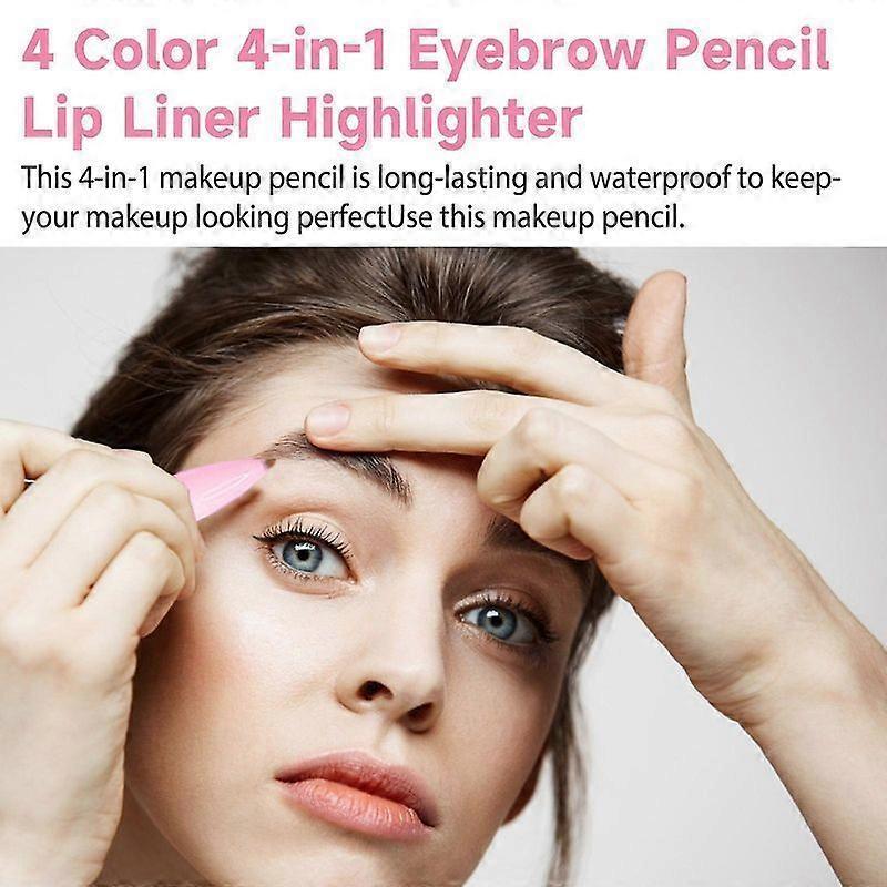 Aisiting 3pcs 4 In 1 Makeup Pen, Touch Up 4-in-1 Makeup Pen Eye Liner, Brow Liner, Lip Liner, Highlighter, Multi-functional Portable Beauty Product