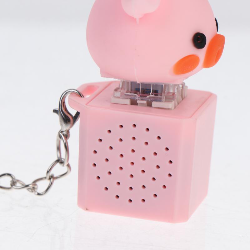 Pig Keychain Usb Clicky Keyboard Fidget Button Led Sound Keychain Adorable Design For Bag Pendant Stress Relief Small Gifts