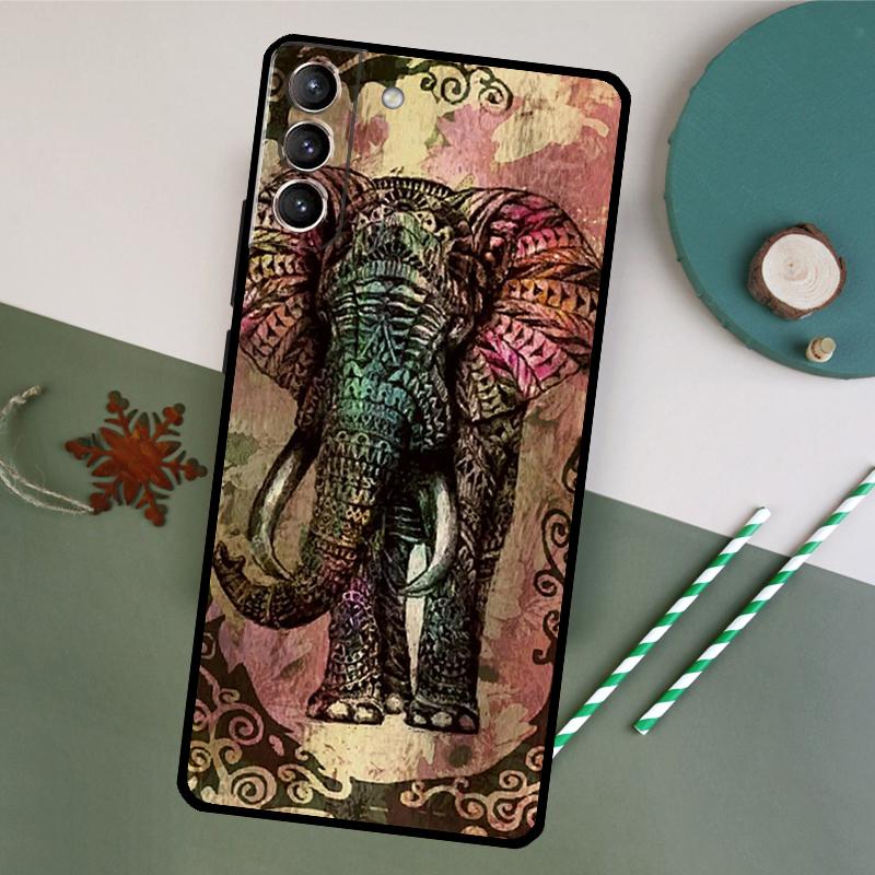Elephant Mandala Aztec Phone Case For Samsung Galaxy S25 S26 Ultra S20 S21 S22 S23 S24 Plus S10 S25 FE Back Cover