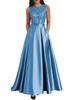 Evening Dress European and American Style New Banquet Host Long Dance Simple Temperament Sleeveless Dress 1011 New