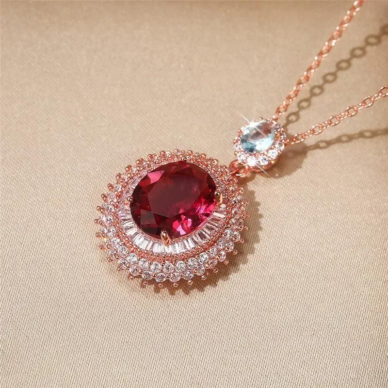 European And American Red Sparkling Zircon Simple Necklace, Women'S High-End Fashion Temperament, Niche Design, Jewelry Wholesal