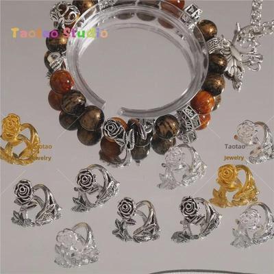 Alloy Rose Flower Tassel Pendant Spacer Beads for DIY Jewelry: Bracelet & Earring Accessories